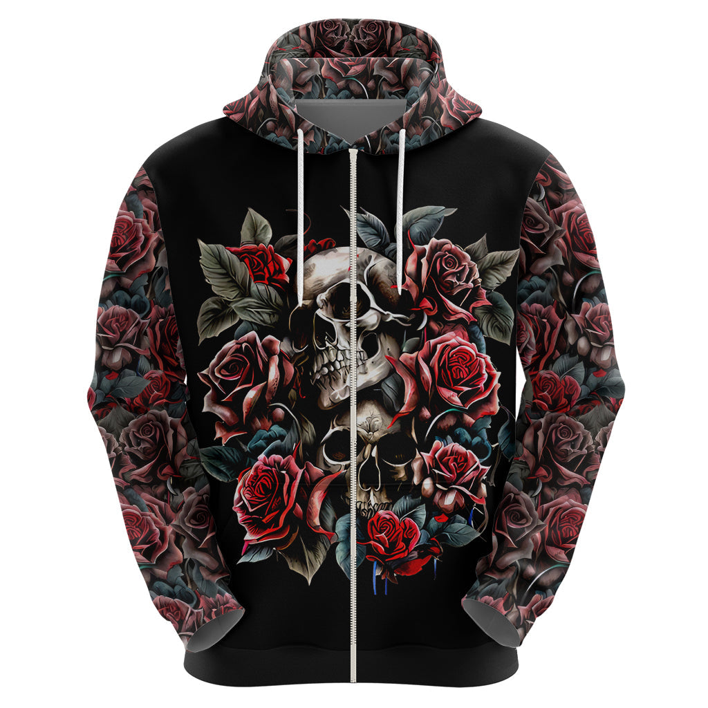 Skull Hoodie Red Rose DT01