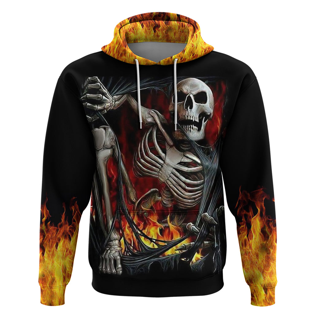 Skull Hoodie Skeleton Ripped Inside Flame DT01