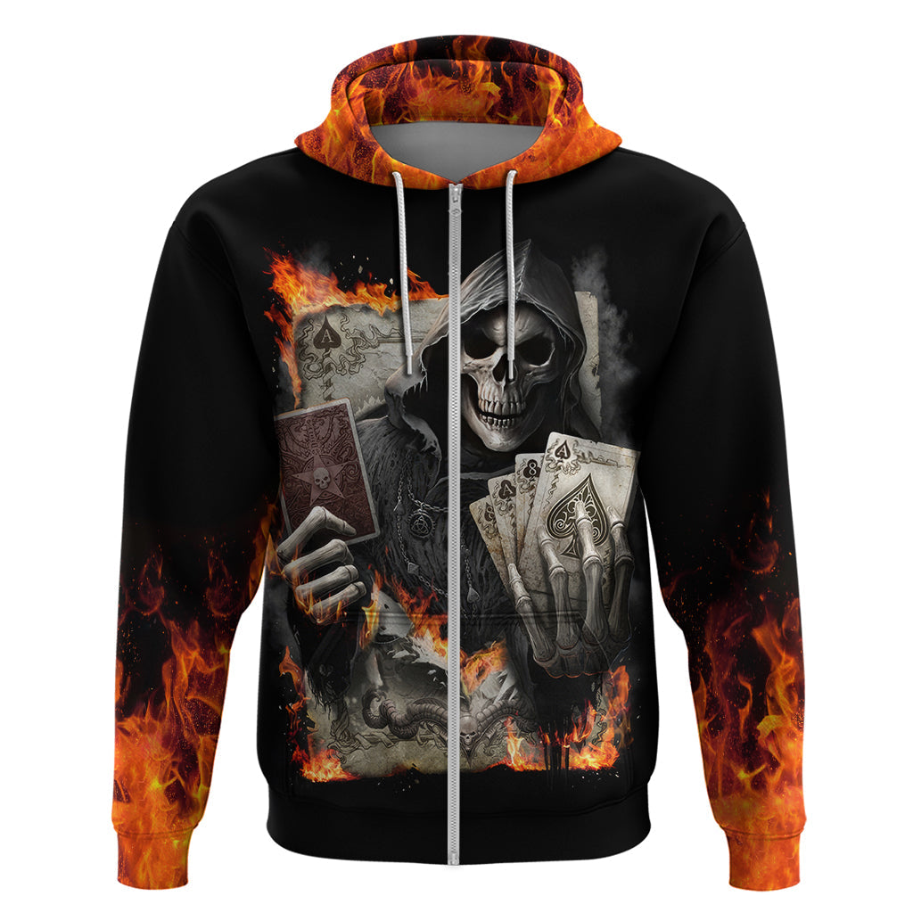 Skull Hoodie Gambling Death Fire DT01