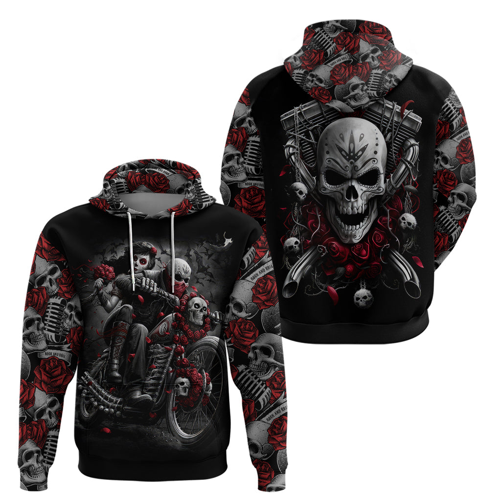 Skull Hoodie Riding Motocycle Girl Rose DT01