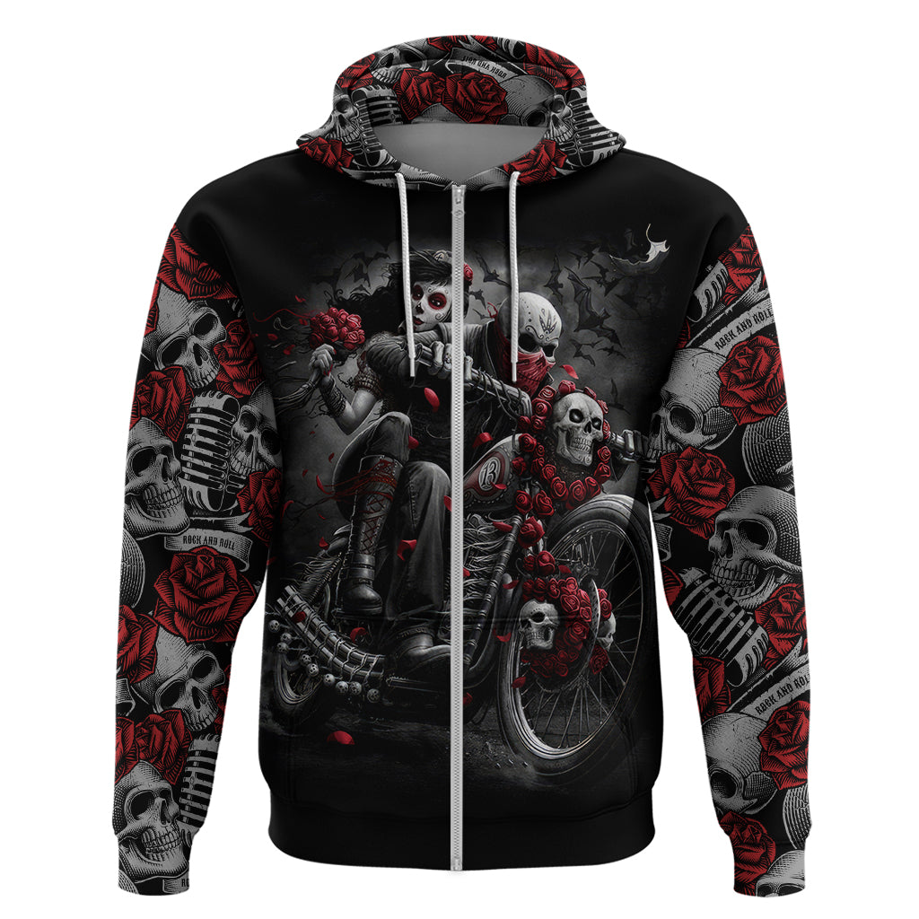 Skull Hoodie Riding Motocycle Girl Rose DT01