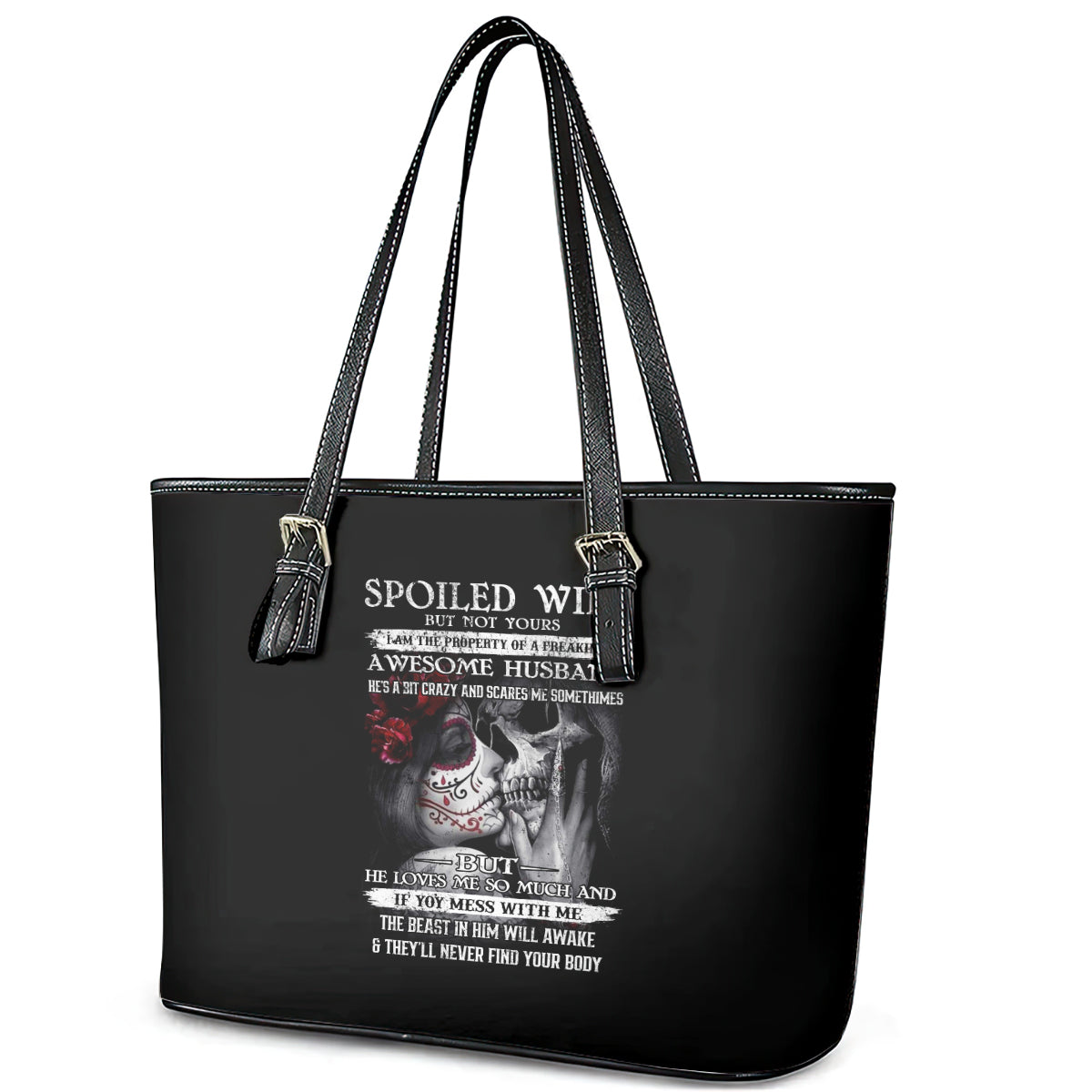 Skull Leather Tote Bag Skull Girl Spoiled Wife DT01