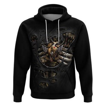 Skull Hoodie Skeleton Steampunk Heart Inside DT01