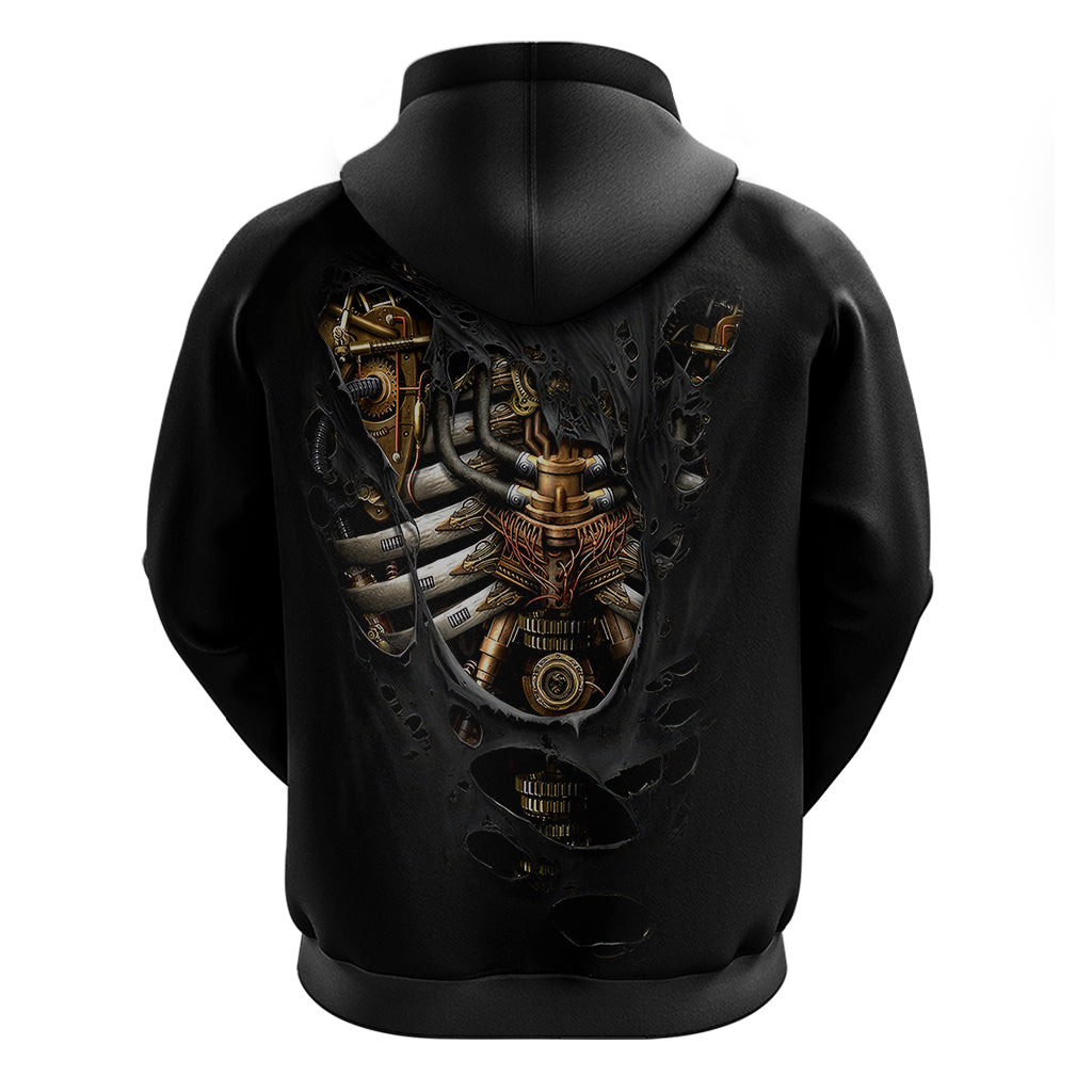 Skull Hoodie Skeleton Steampunk Heart Inside DT01
