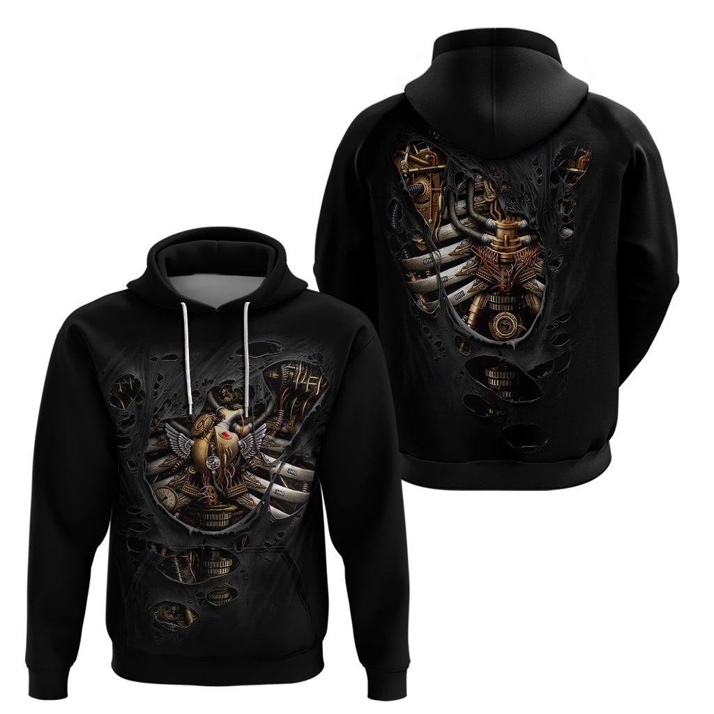 Skull Hoodie Skeleton Steampunk Heart Inside DT01