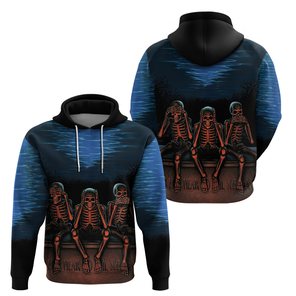 Skull Hoodie Three Skeleton No See No Speak No Hear DT01