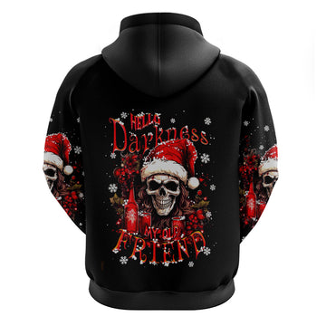Skull Santa Claus Hoodie Hello Darkness My Old Friend DT01