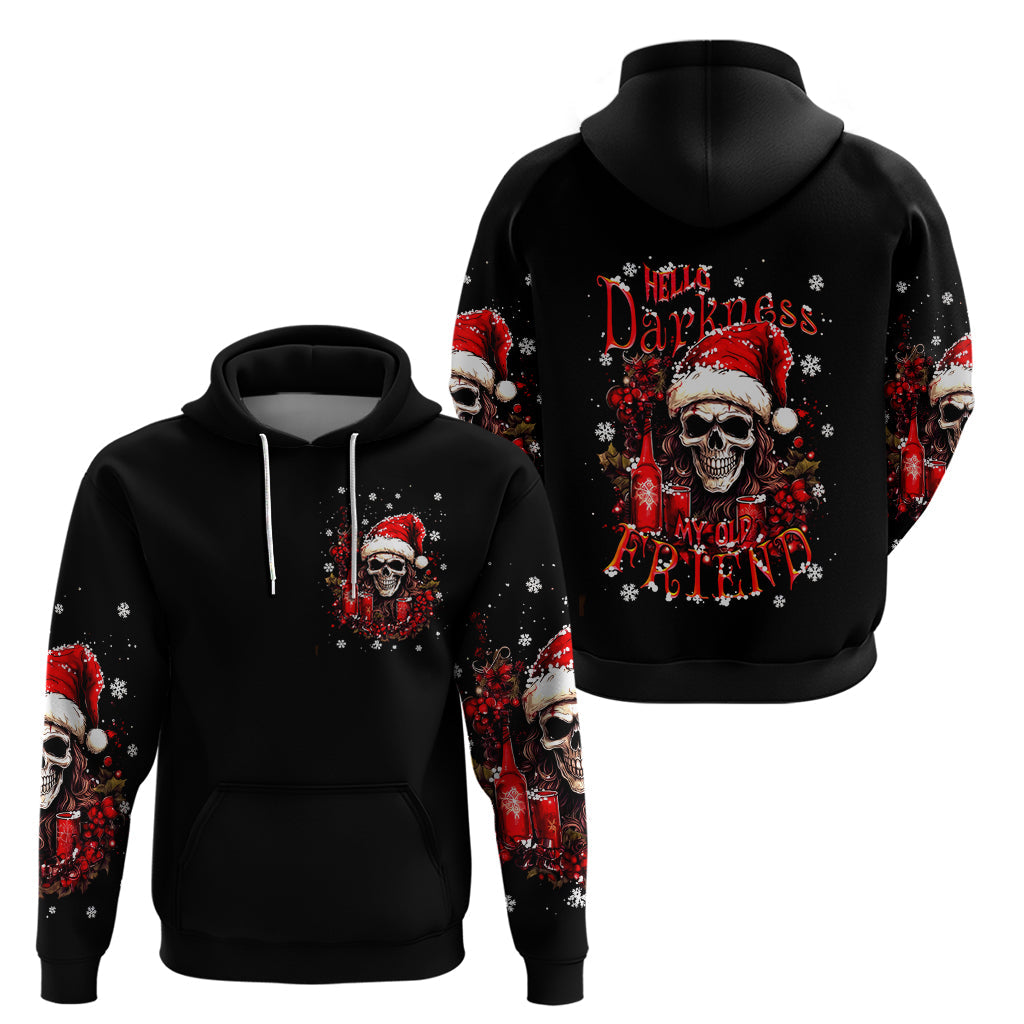 Skull Santa Claus Hoodie Hello Darkness My Old Friend DT01