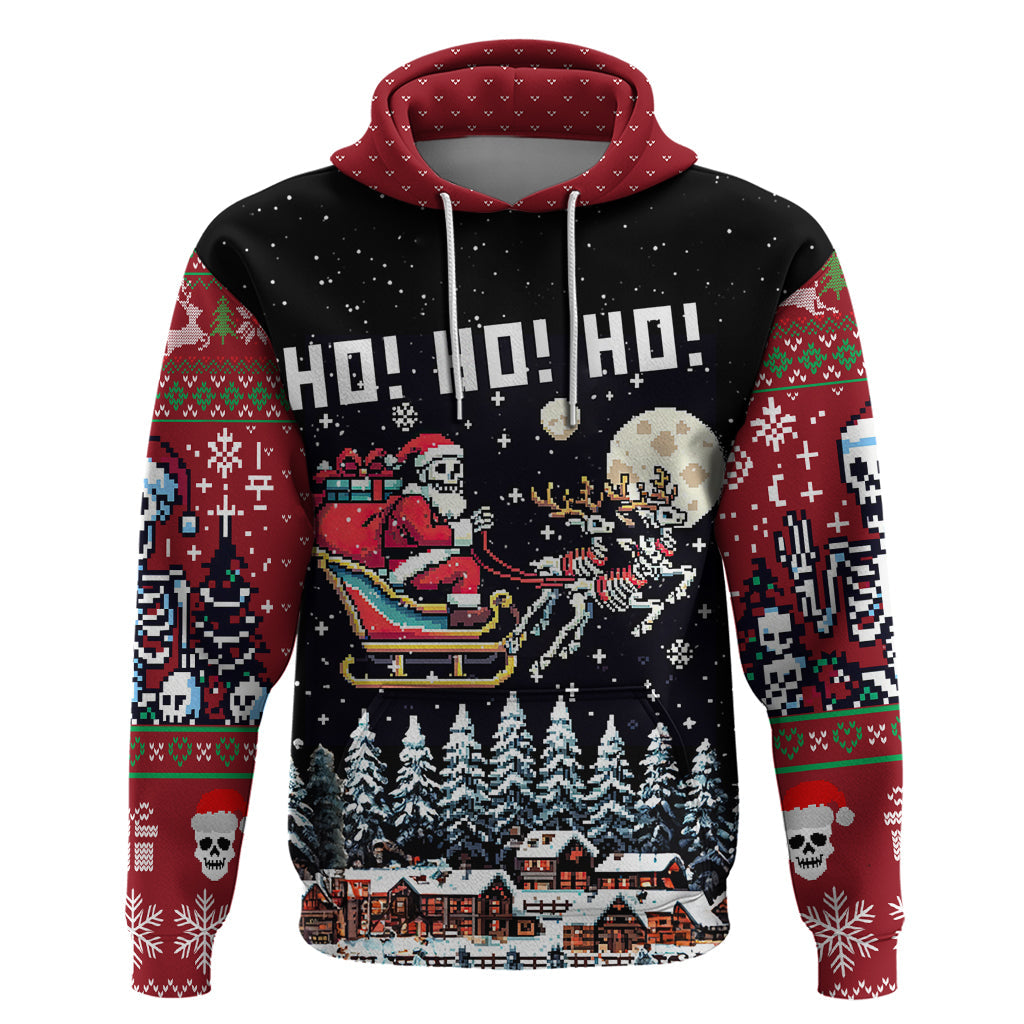 Skeleton Santa Claus Hoodie Santa Is Coming Ho Ho Ho DT01