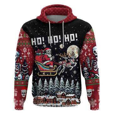 Skeleton Santa Claus Hoodie Santa Is Coming Ho Ho Ho DT01
