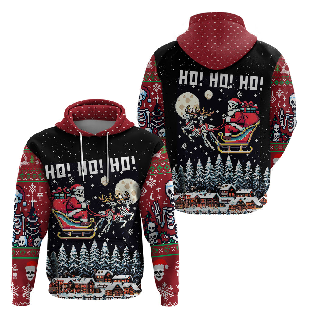 Skeleton Santa Claus Hoodie Santa Is Coming Ho Ho Ho DT01