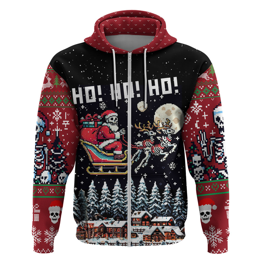 Skeleton Santa Claus Hoodie Santa Is Coming Ho Ho Ho DT01