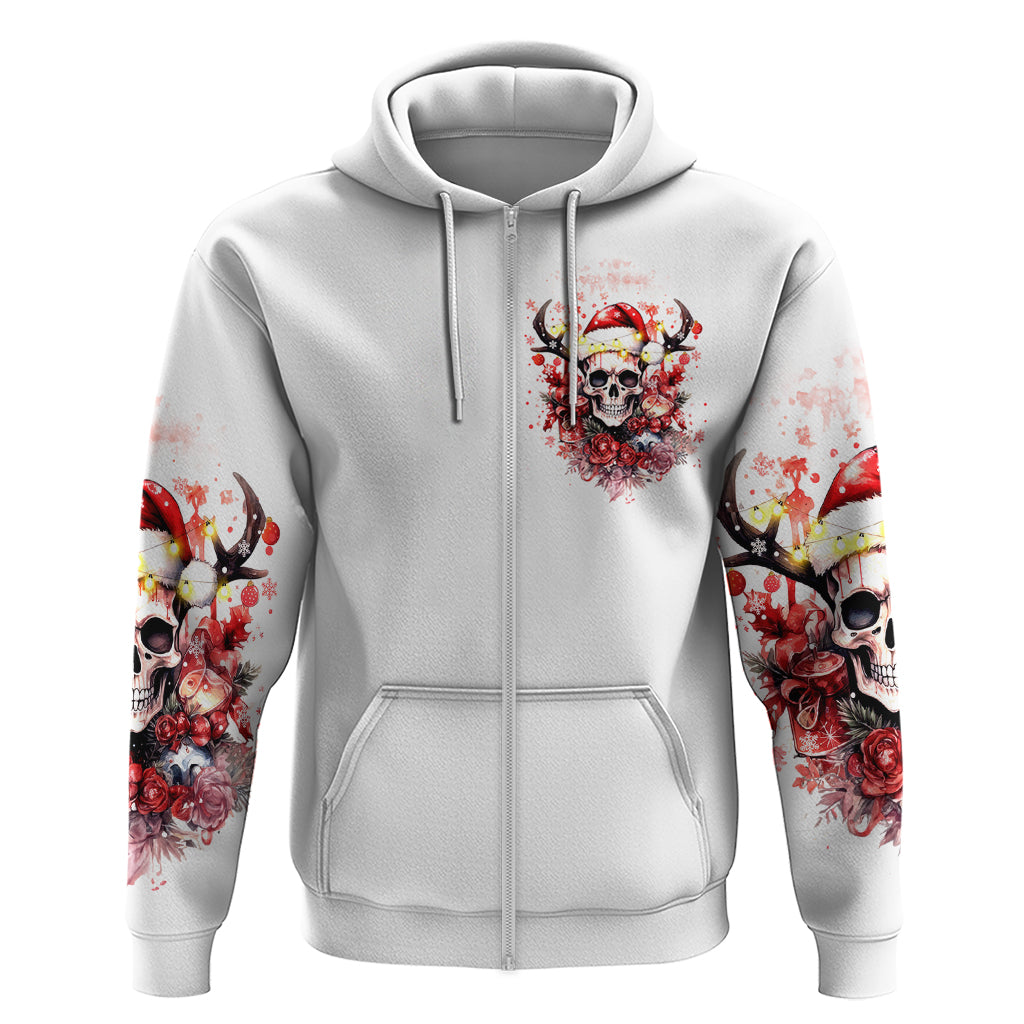 Skull Santa Claus Hoodie I Heard Santa On The Roof So I Turned On Fireplace DT01