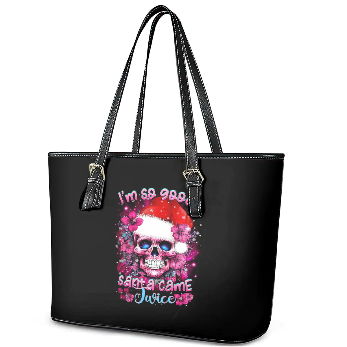 Skull Santa Claus Leather Tote Bag I'm So Good Santa Came Juice DT01
