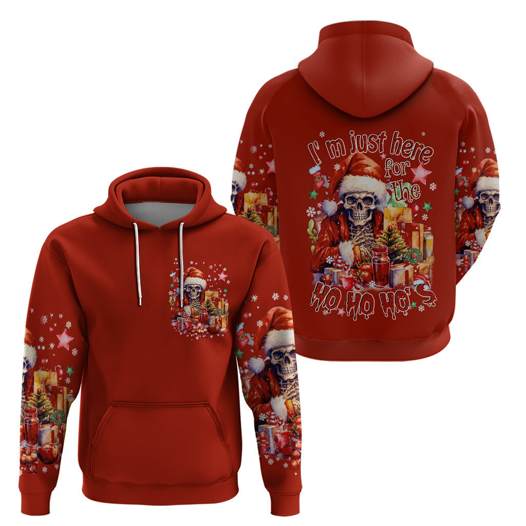 Skeleton Santa Claus Hoodie I'm Just Here For The Ho Ho Ho DT01