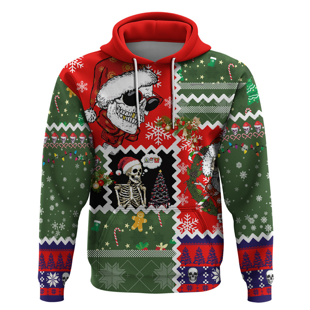 Skeleton Santa Claus Hoodie Moodboard Skull Ugly Christmas DT01