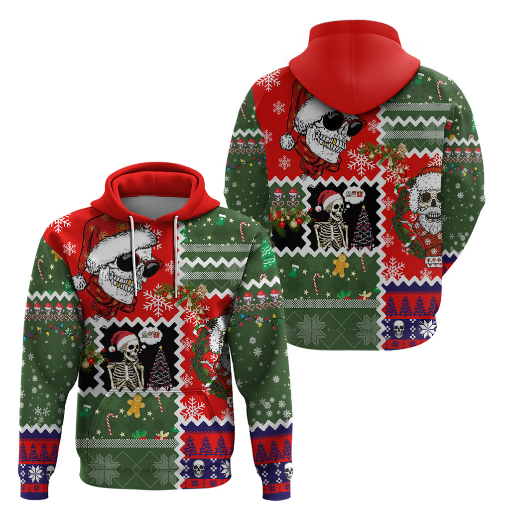 Skeleton Santa Claus Hoodie Moodboard Skull Ugly Christmas DT01