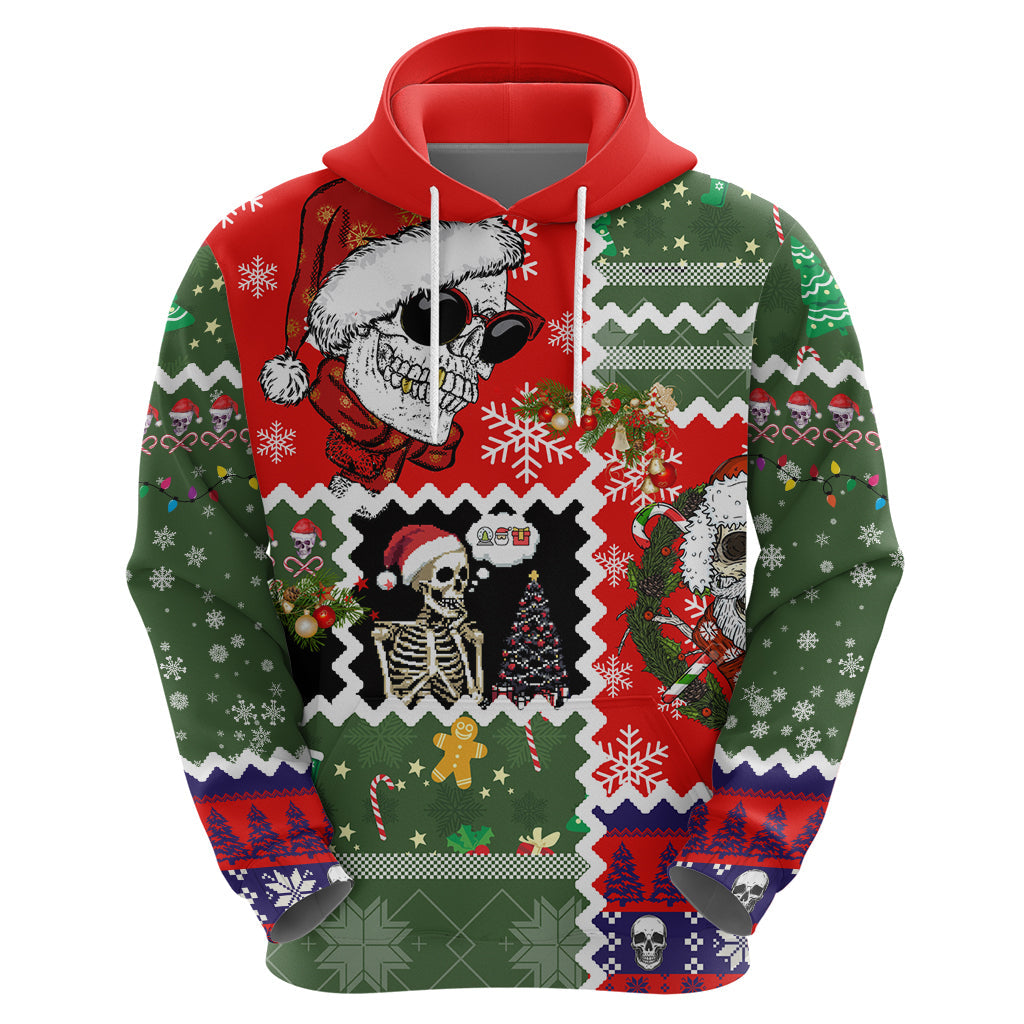 Skeleton Santa Claus Hoodie Moodboard Skull Ugly Christmas DT01
