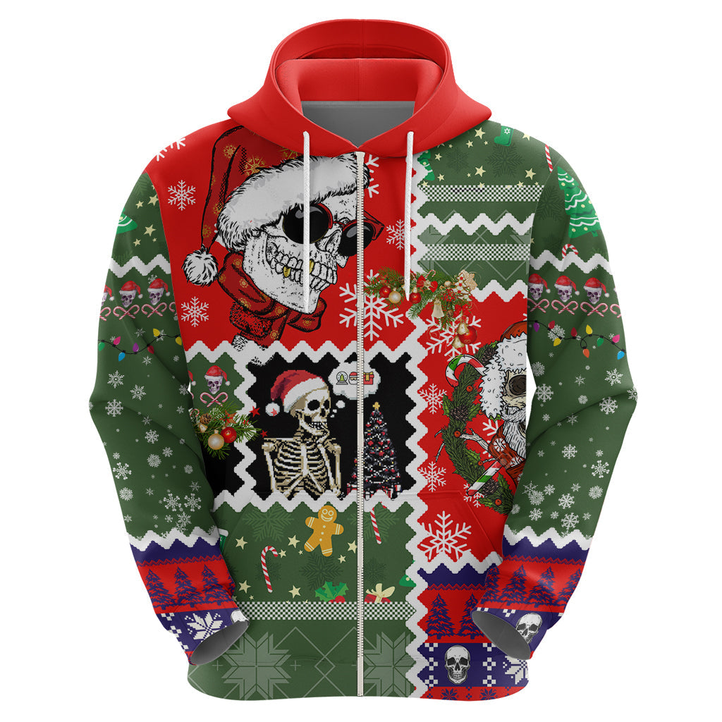Skeleton Santa Claus Hoodie Moodboard Skull Ugly Christmas DT01