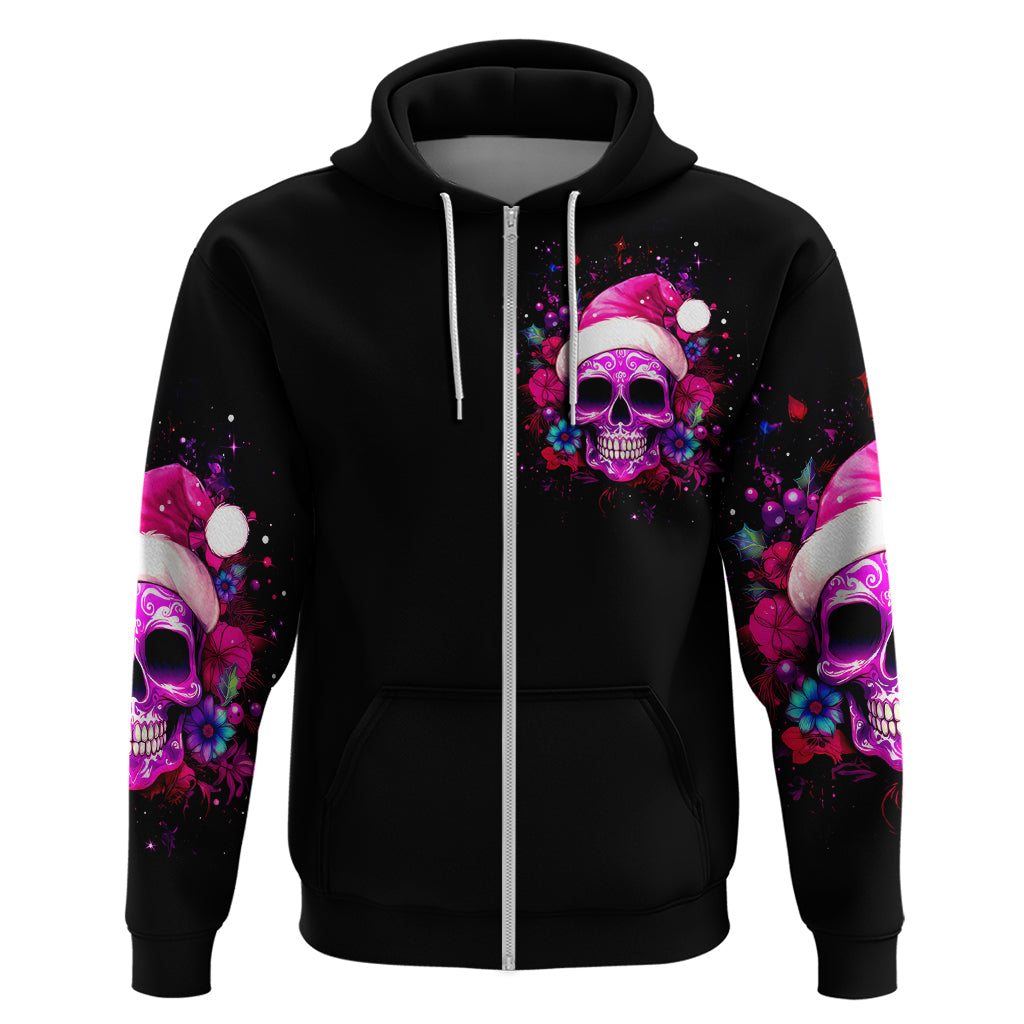 Sugar Skull Santa Hoodie I Wan't To Be A Nice Person But Everyone Is Just So Stupid DT01