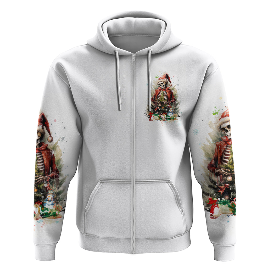 Skeleton Santa Claus Hoodie On The Naughty List And I Regret Nothing DT01
