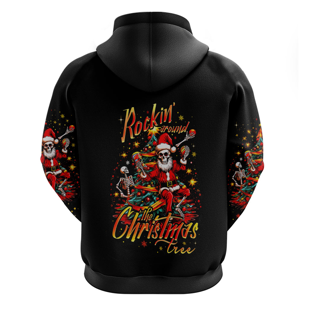 Skeleton Santa Claus Hoodie Rockin' Around The Christmas Tree DT01