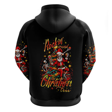 Skeleton Santa Claus Hoodie Rockin' Around The Christmas Tree DT01