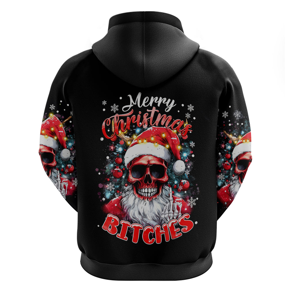 Skeleton Santa Claus Hoodie Merry Christmas Bitches DT01
