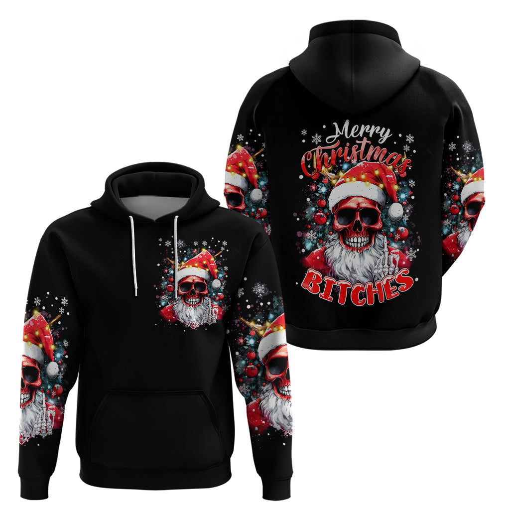 Skeleton Santa Claus Hoodie Merry Christmas Bitches DT01