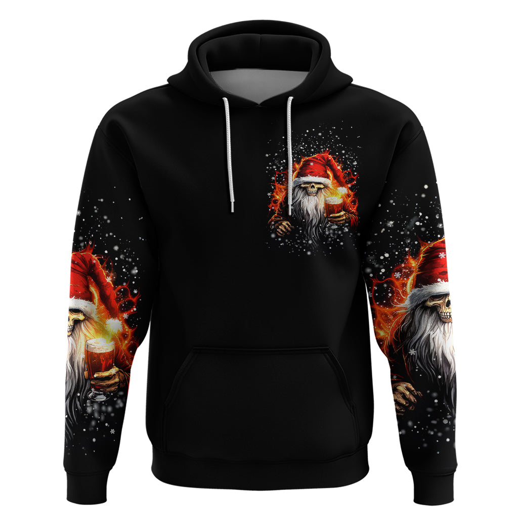 Skeleton Santa Claus Hoodie The Devil Whispered To Me I'm Coming For You I Whisper Back Bring Beer DT01