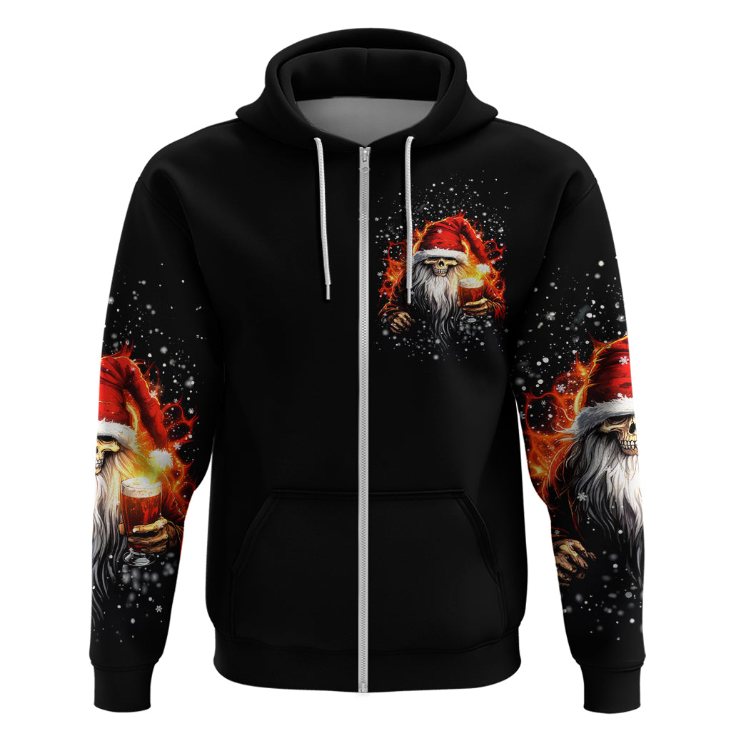 Skeleton Santa Claus Hoodie The Devil Whispered To Me I'm Coming For You I Whisper Back Bring Beer DT01