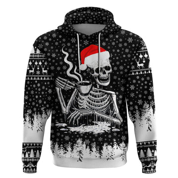 Skeleton Santa Claus Hoodie Scary Skeleton Santa Claus Coming DT01