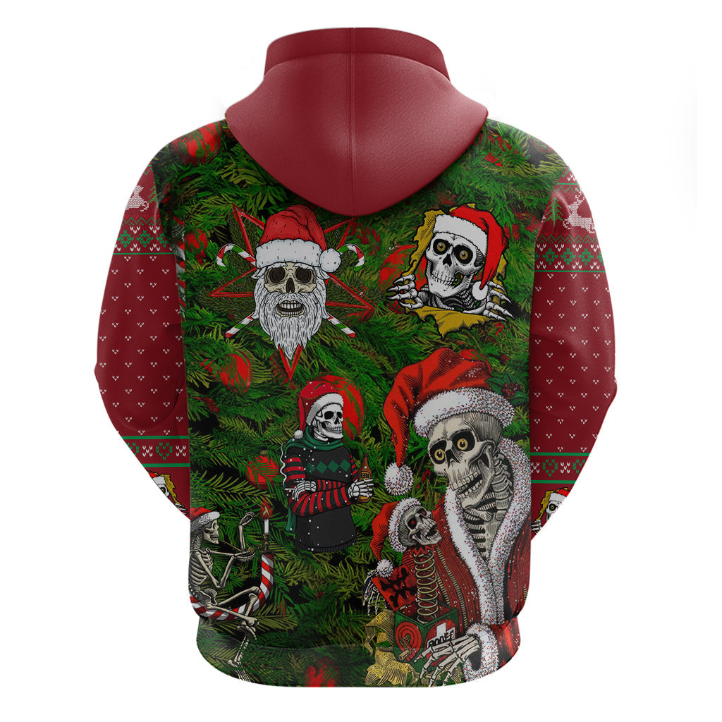 Skeleton Santa Claus Hoodie Multi Skeleton Santa Pattern Ugly Christmas DT01