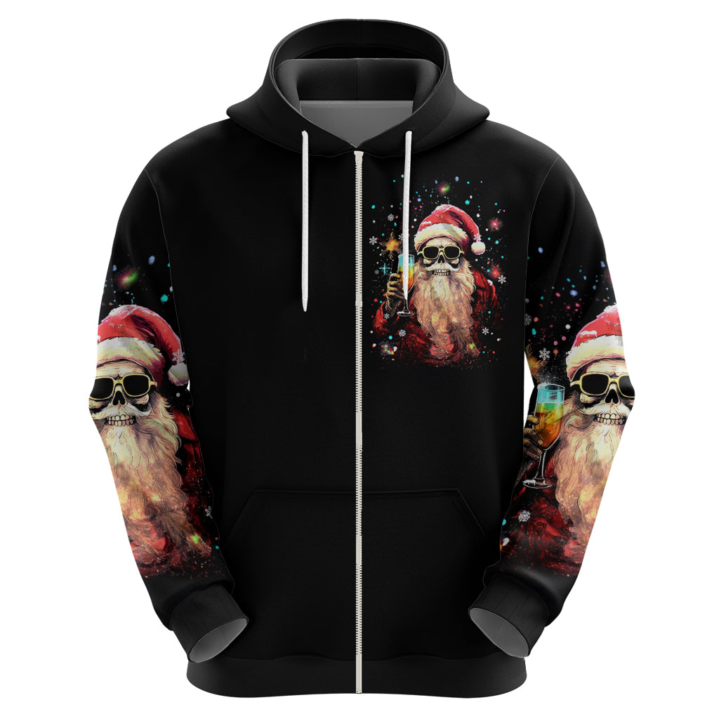 Skeleton Santa Claus Hoodie Whe You're Dead Inside But It's Christmas DT01