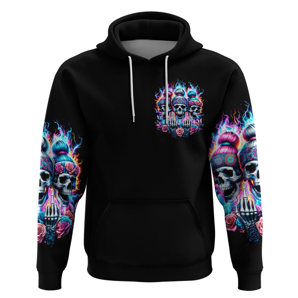 Lady Skull Hoodie Zero Fucks Given DT01