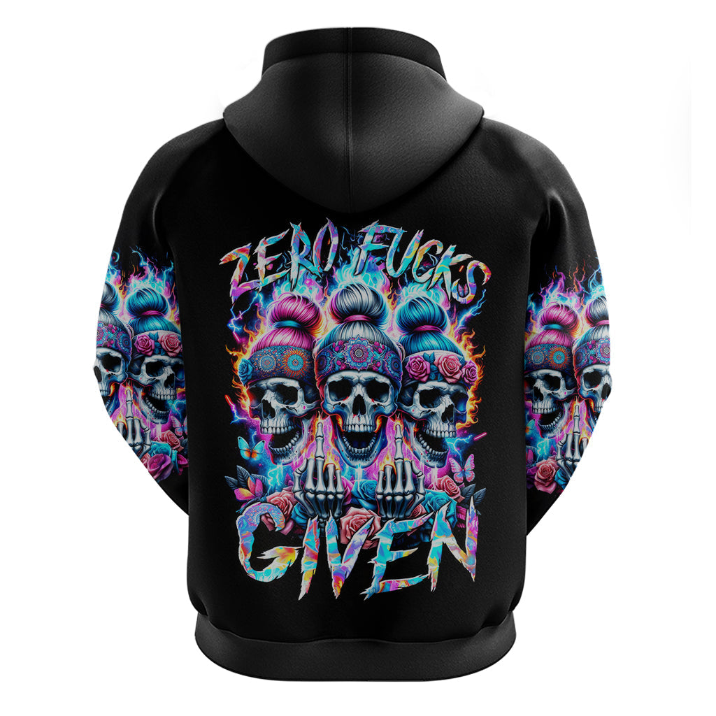 Lady Skull Hoodie Zero Fucks Given DT01