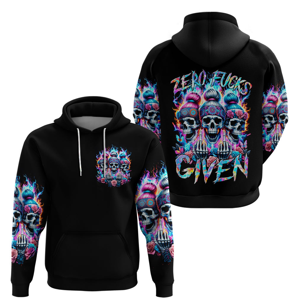 Lady Skull Hoodie Zero Fucks Given DT01