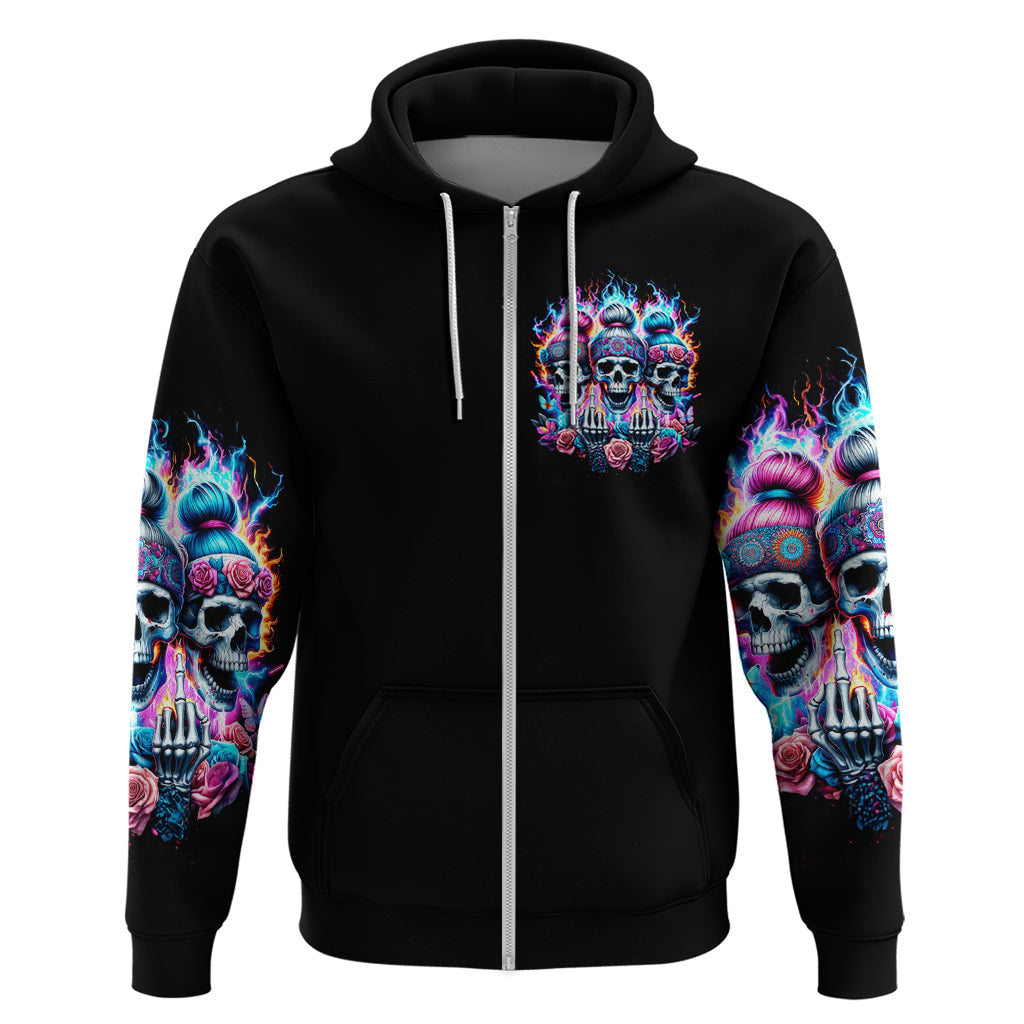 Lady Skull Hoodie Zero Fucks Given DT01