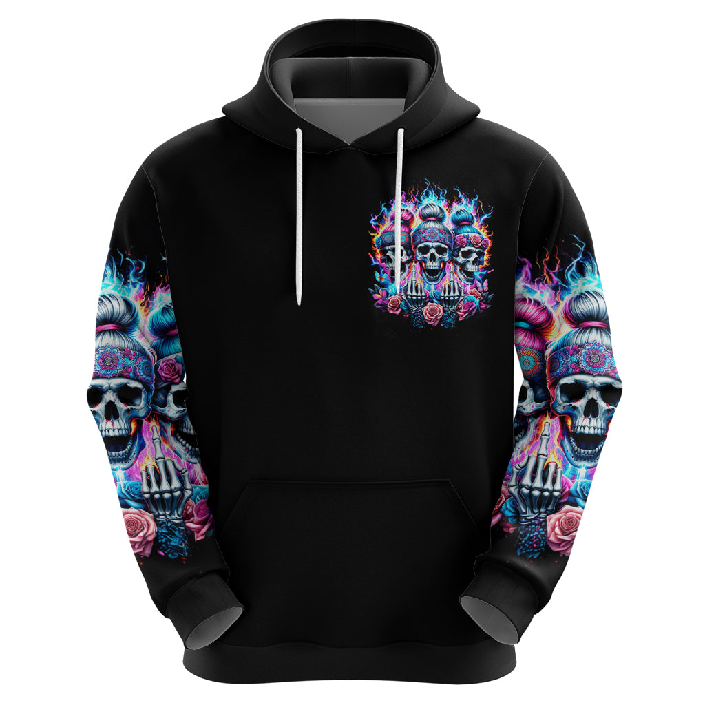 Lady Skull Hoodie Zero Fucks Given DT01