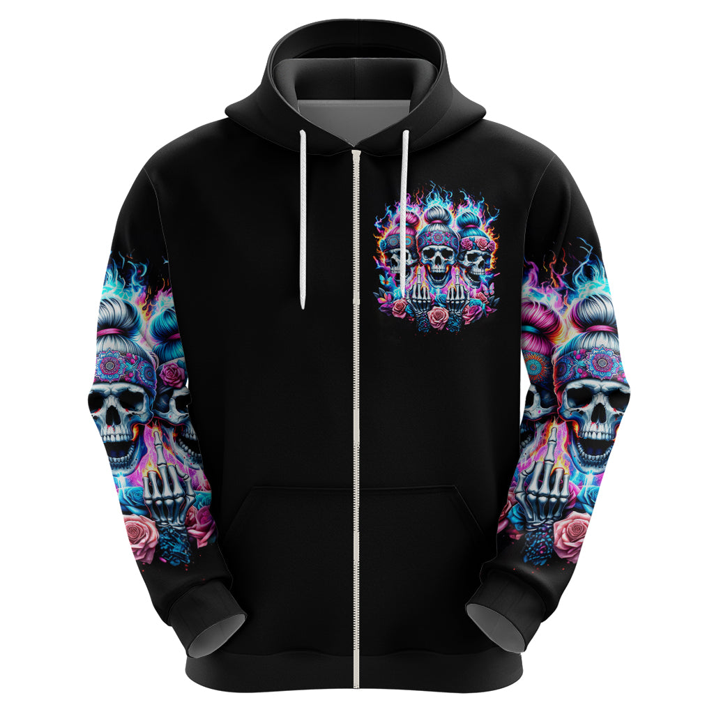Lady Skull Hoodie Zero Fucks Given DT01