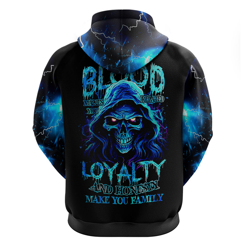 Blue Flame Skull Hoodie Blood Make You Related DT01
