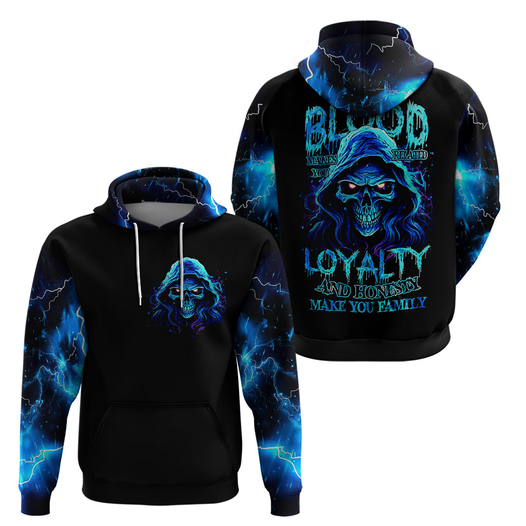 Blue Flame Skull Hoodie Blood Make You Related DT01
