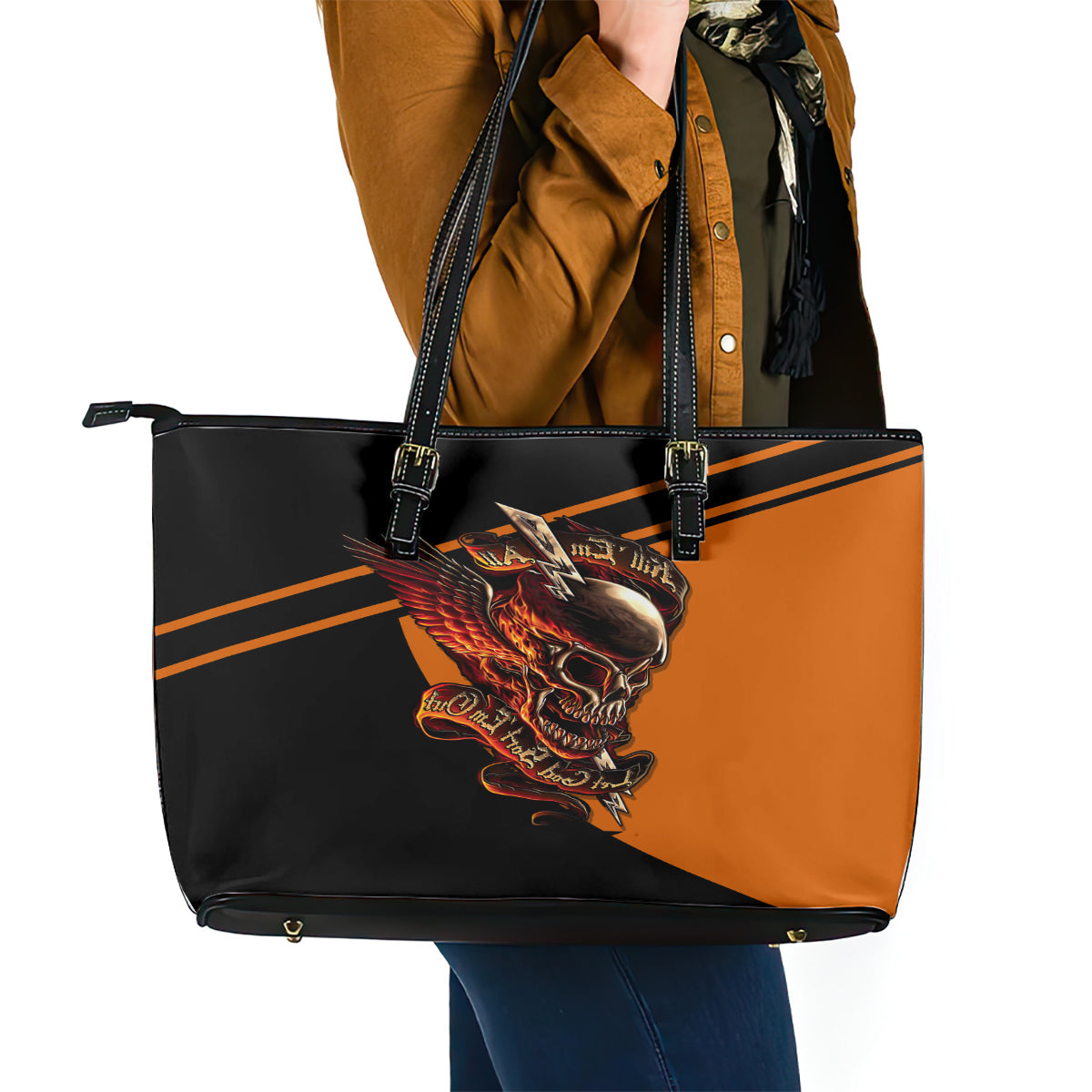 Wings Skull Leather Tote Bag Kill Them All DT01