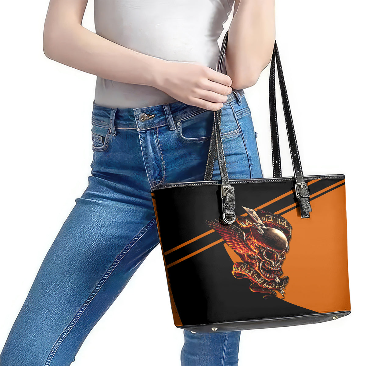 Wings Skull Leather Tote Bag Kill Them All DT01