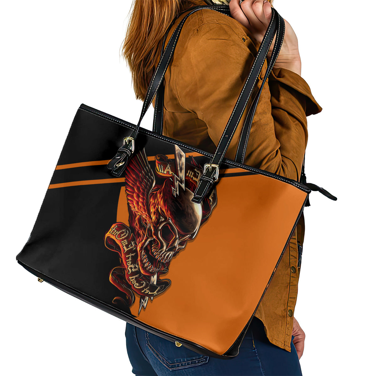 Wings Skull Leather Tote Bag Kill Them All DT01