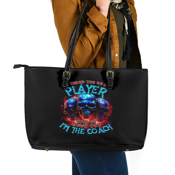 American Skull Leather Tote Bag Nice To Meet You Im The Coach DT01