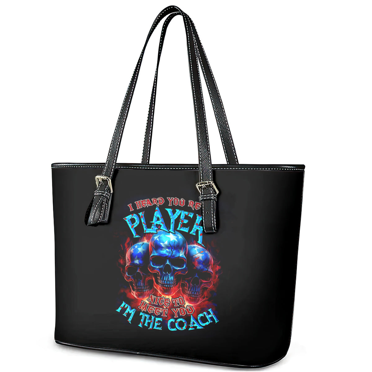 American Skull Leather Tote Bag Nice To Meet You Im The Coach DT01