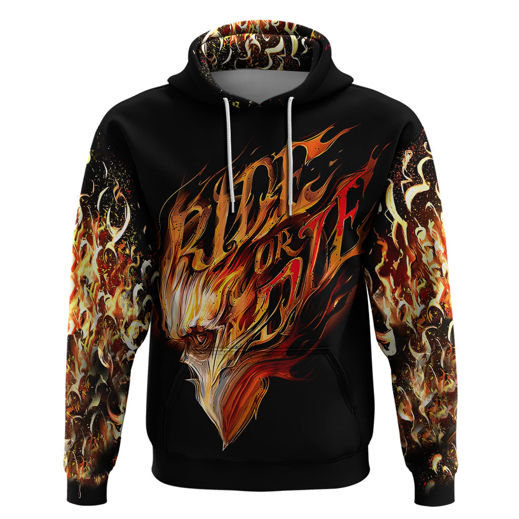 Fire Skull Hoodie Flame SKull Ride Or Die DT01