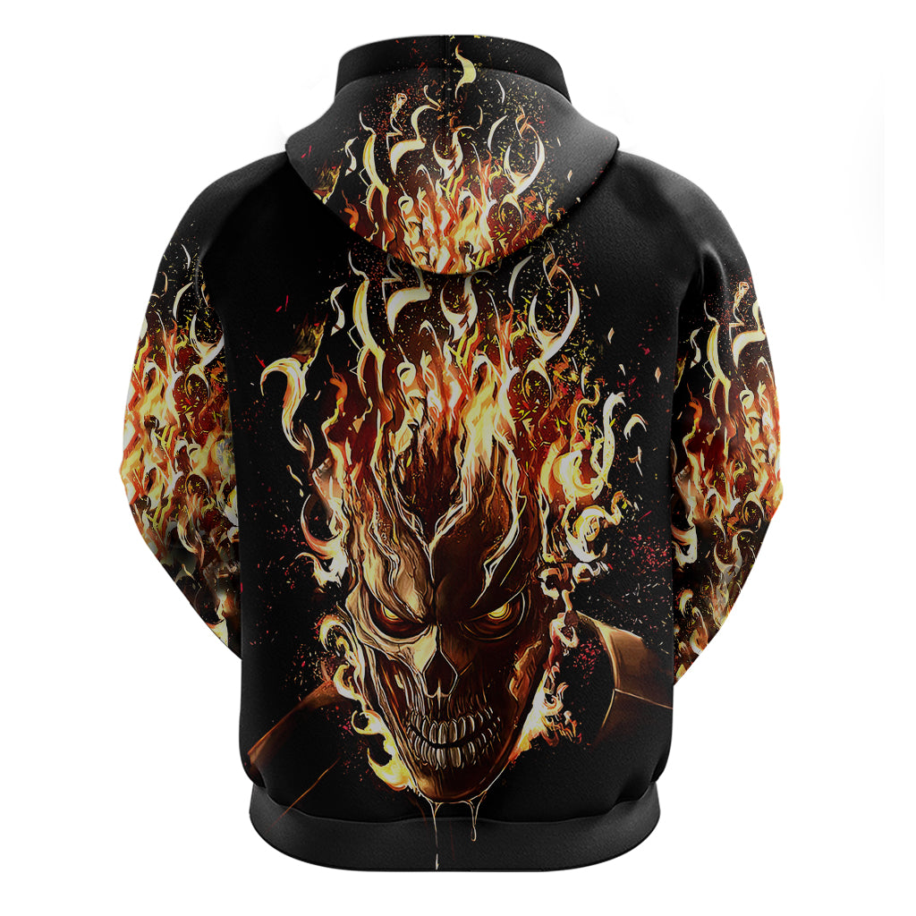Fire Skull Hoodie Flame SKull Ride Or Die DT01