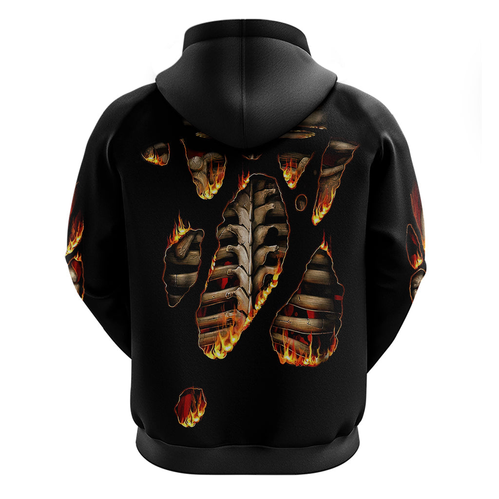 Flame Skull Hoodie Flame Skeleton Inside My Body DT01